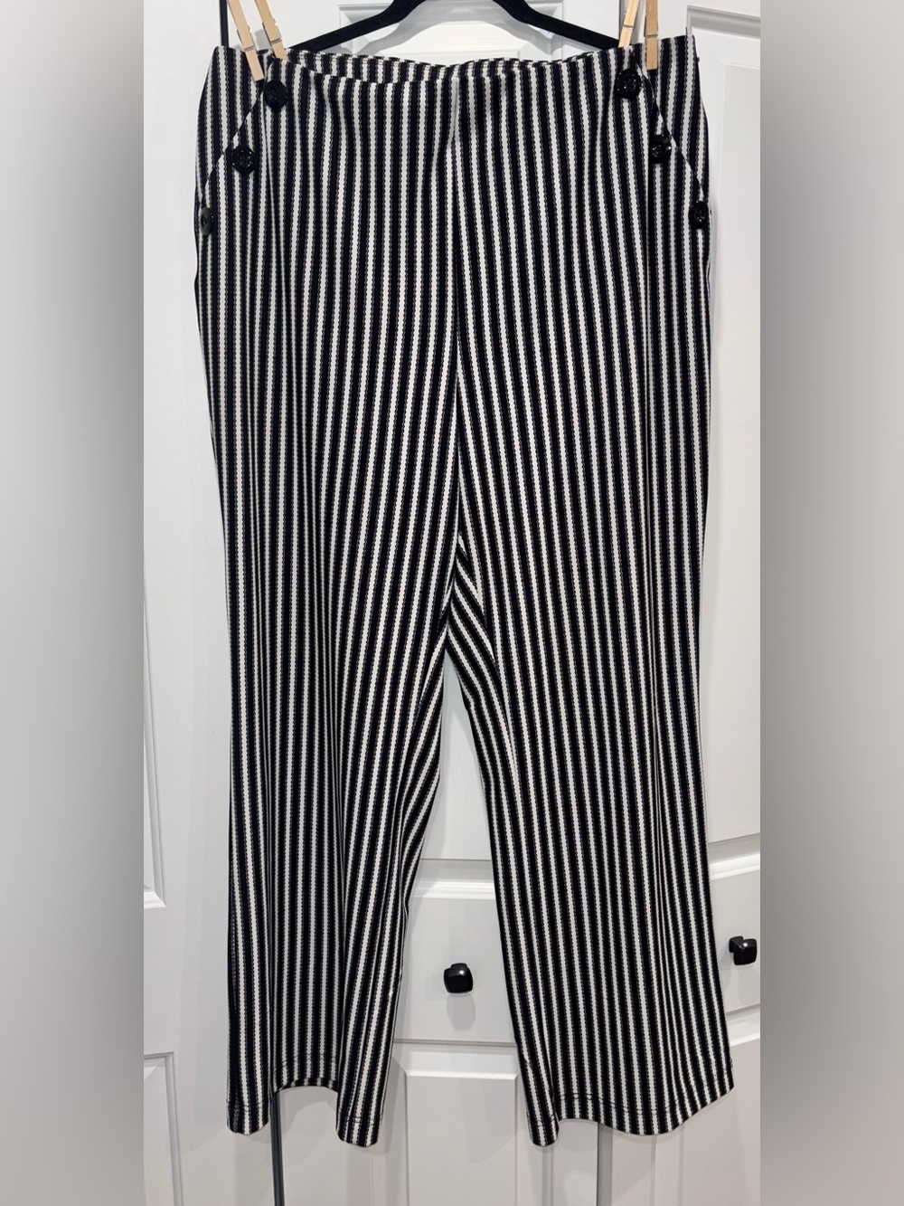 Cato Black and White Vertical Stripe Wide Leg Pants Size 18/20W